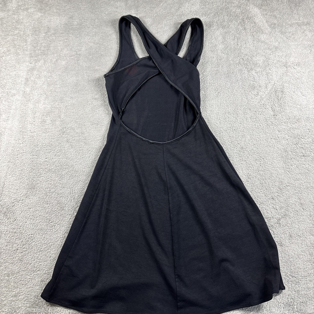 Bebe Black Open Back Gown Dress Criss Cross Mini Women's Medium - Picture 10 of 10